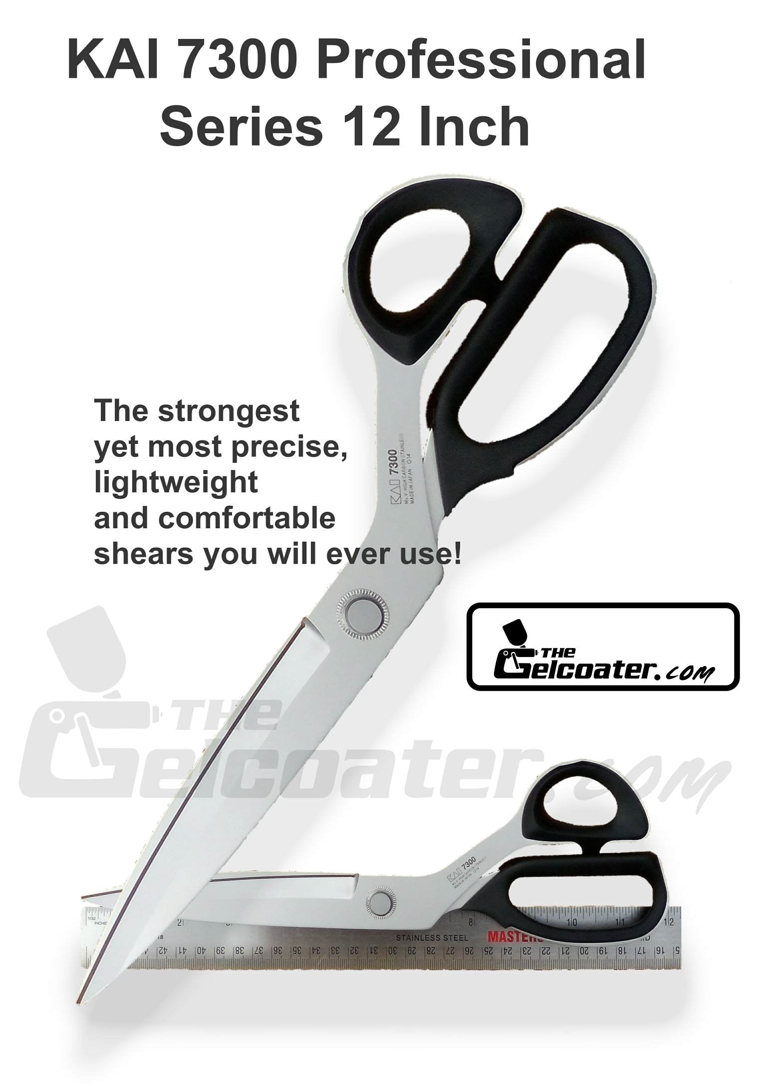 Kai 7300 Premium 12 30cm Professional Dressmaker Fiberglass Scissors – The  Gelcoater