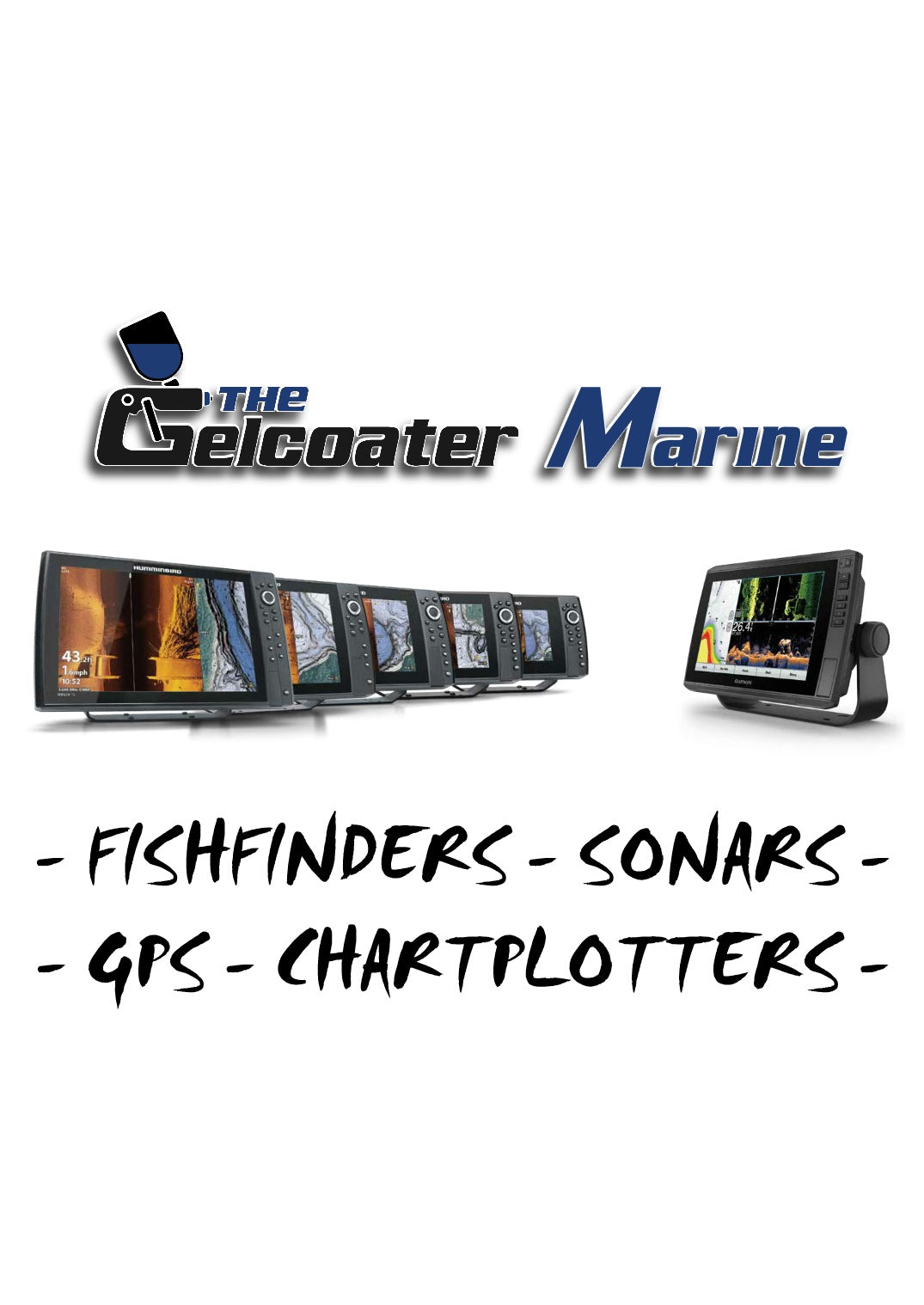 the gelcoater marine logo with 6 fishfinders
