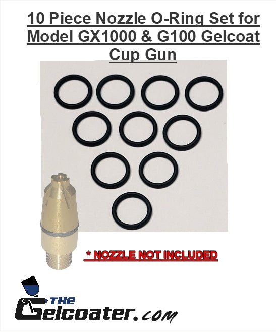 10 Piece ES Manufacturing G100-6 & GX1000 Gelcoat Cup / Dump Gun Nozzle O-ring Set