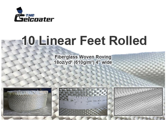 10 Feet of 4" wide, 18oz/yd² (610g/m²), Fiberglass Woven Roving