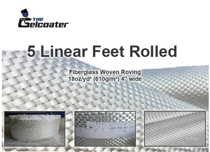 5 Feet of 4" wide, 18oz/yd² (610g/m²), Fiberglass Woven Roving