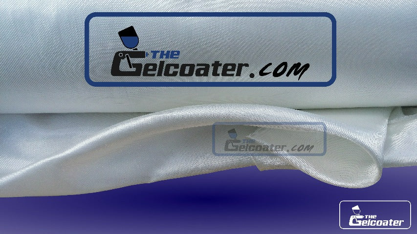 the gelcoater dot com logo on top of shimmering folded fiberglass cloth