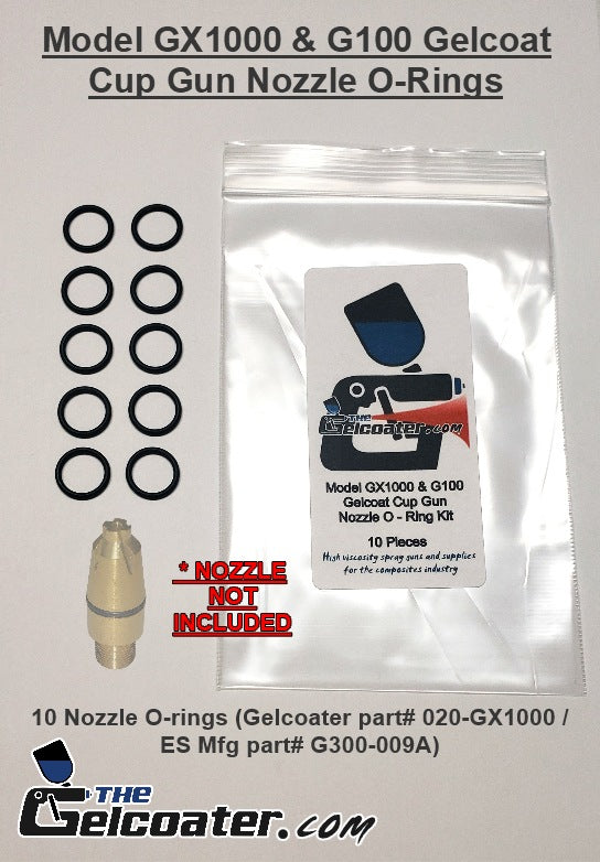 10 Piece ES Manufacturing G100-6 & GX1000 Gelcoat Cup / Dump Gun Nozzle O-ring Set