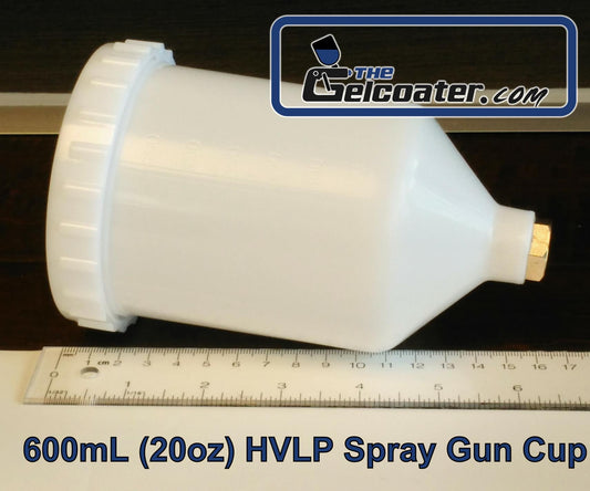 600mL (20oz) Plastic Cup for HVLP Spray Gun with M16, 1.5mm female thread