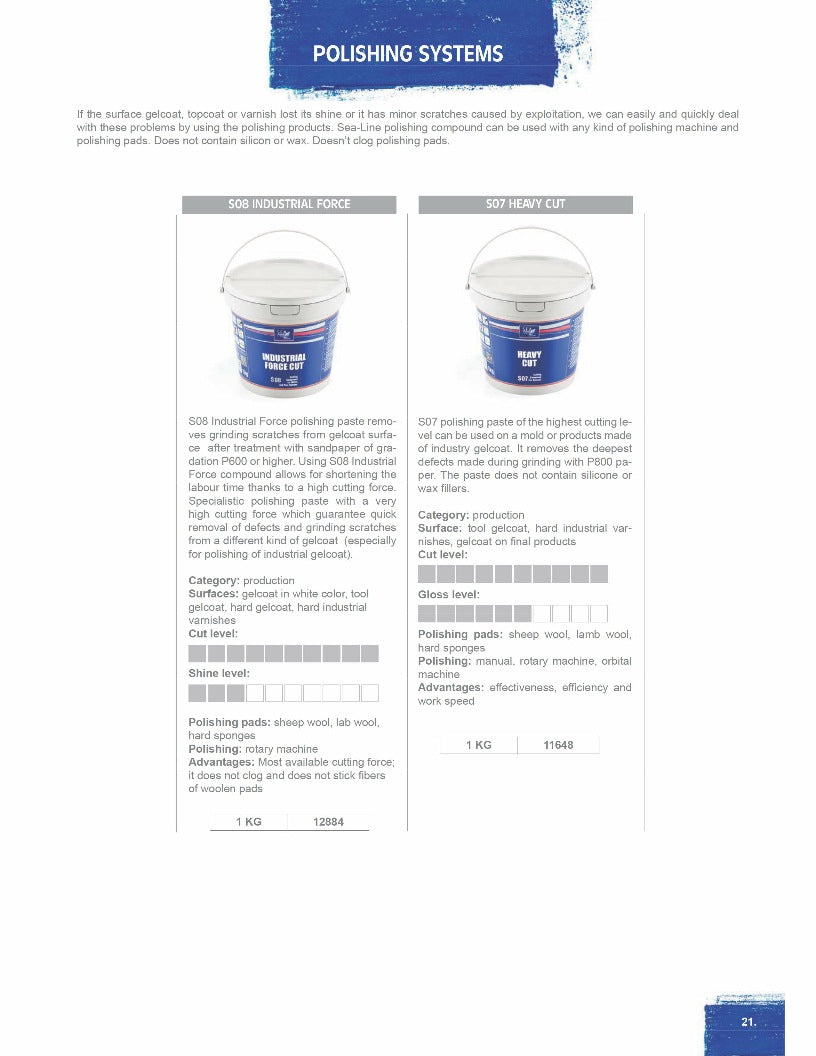 Sea Line S08 Industrial Force Cut Polishing Paste, 2.2lb / 1kg pail