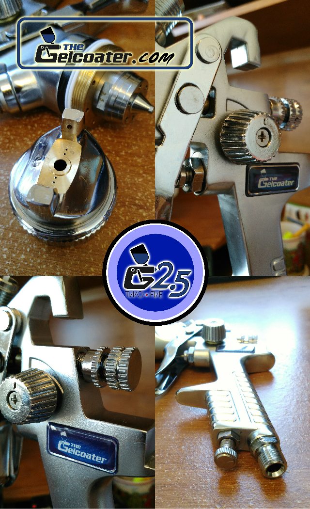 G-Two-Five (G2.5) HVLP Gelcoat & Resin Spray Gun with 1.4mm to 2.5mm Nozzle Sizes