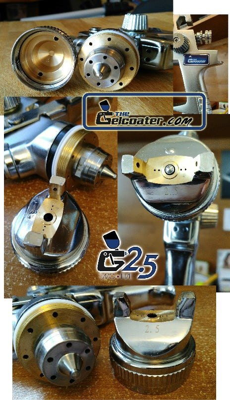 G-Two-Five (G2.5) HVLP Gelcoat & Resin Spray Gun with 1.4mm to 2.5mm Nozzle Sizes