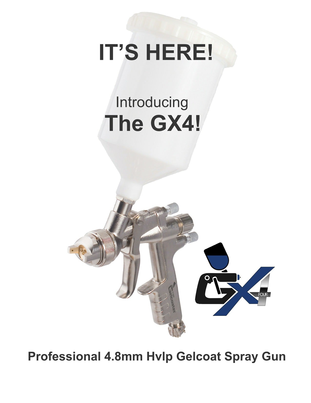 The GX4 HVLP Gelcoat and Resin Spray Gun with 4.8mm Nozzle