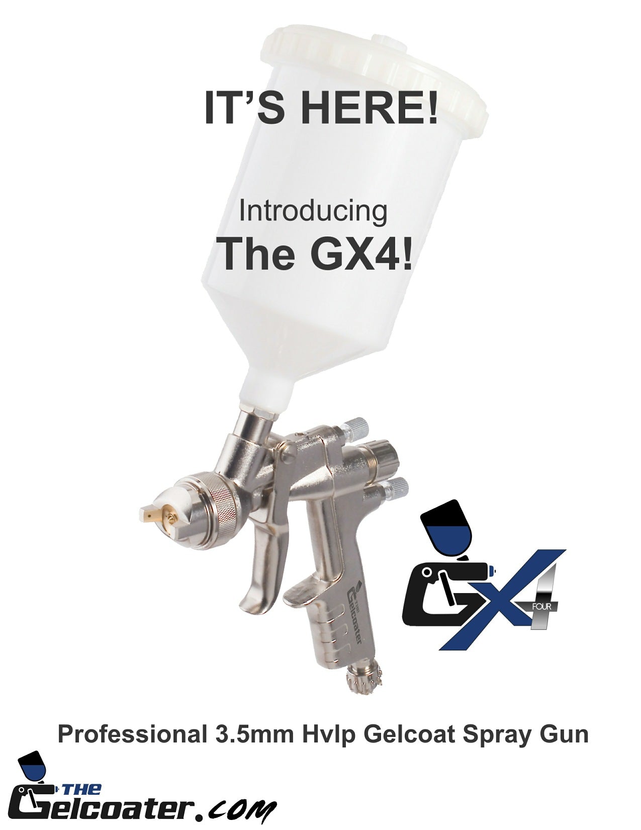 The GX4 HVLP Gelcoat and Resin Spray Gun with 3.5mm Nozzle