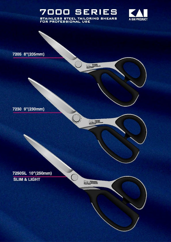 Kai 7230 Professional Series 9" 23cm Premium Tailor & Fiberglass Scissors / Shears