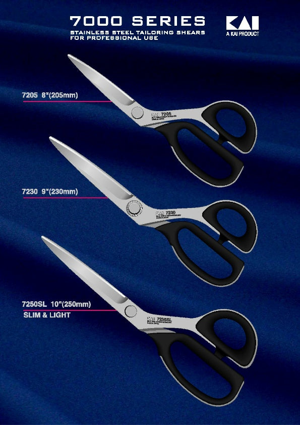 Left Handed Kai 7250L Professional Series 10" 25cm Premium Dressmaker & Fiberglass Scissors / Shears
