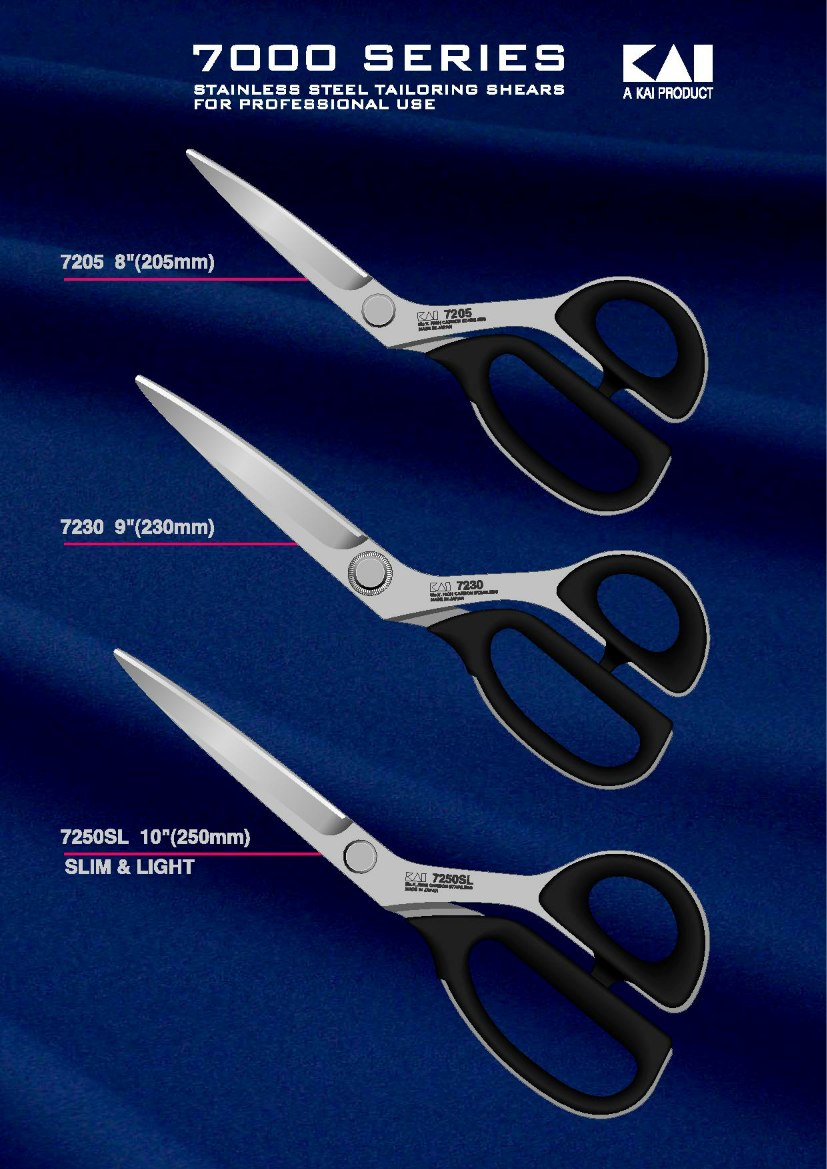 Kai 7300 Premium 12" 30cm Professional Dressmaker Fiberglass Scissors / Shears