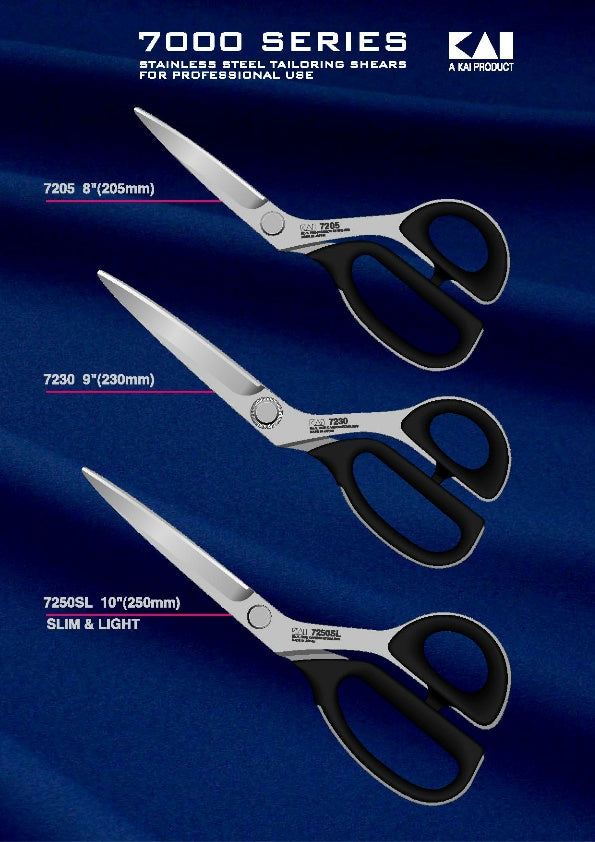 Kai 7250 Professional Series 10" 25cm Premium Tailor & Fiberglass Scissors / Shears