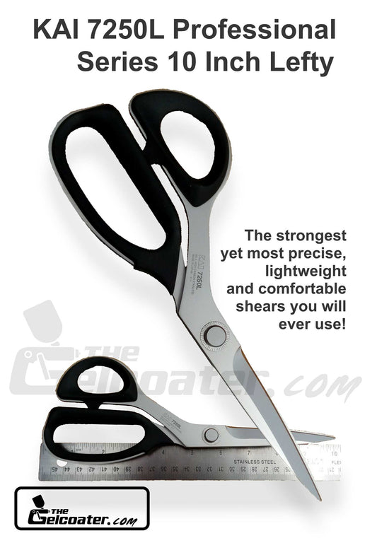 Left Handed Kai 7250L Professional Series 10" 25cm Premium Dressmaker & Fiberglass Scissors / Shears