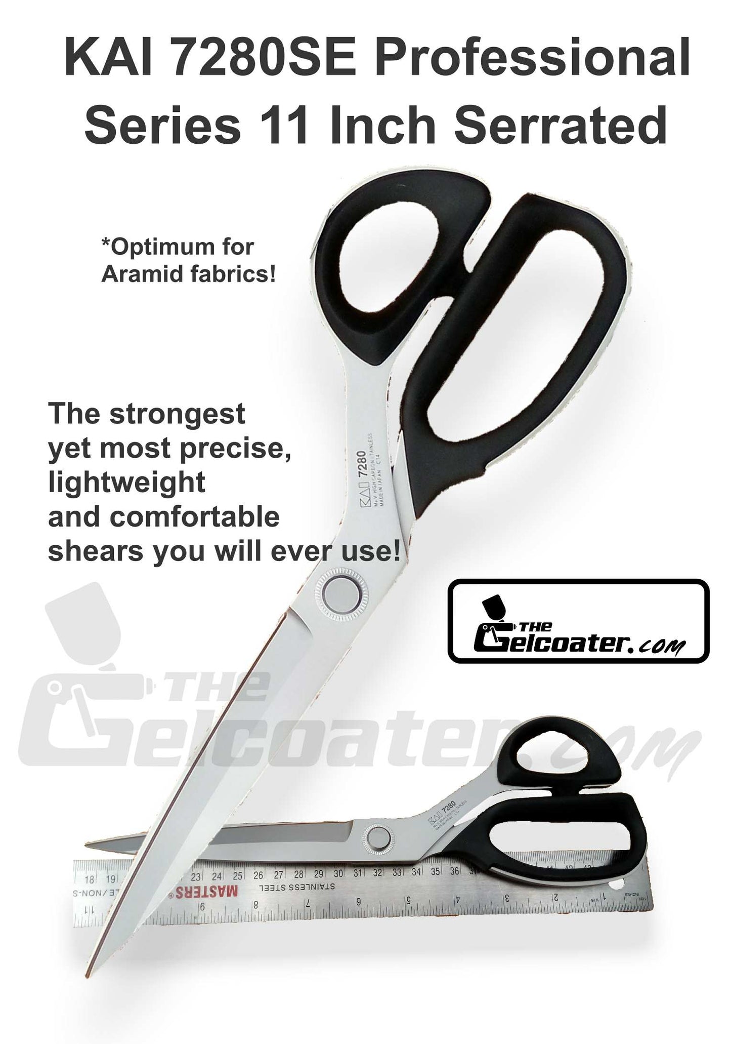Serrated Kai 7280SE Premium 11" Professional Tailoring & Aramid Scissors / Shears
